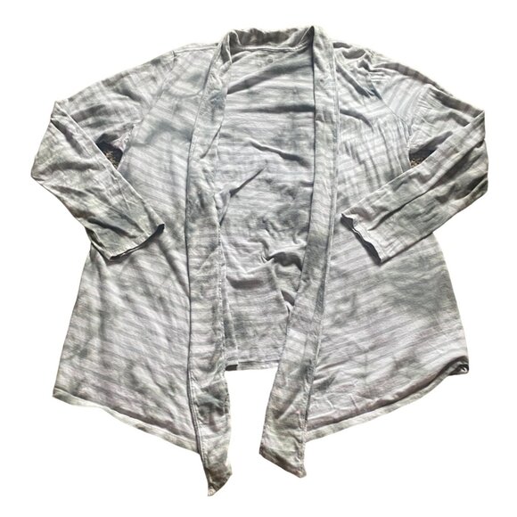 Purejill Fit 100% Cotton Striped Cardigan-White/Gray Tie-Dye-Large-GUC - Picture 1 of 7